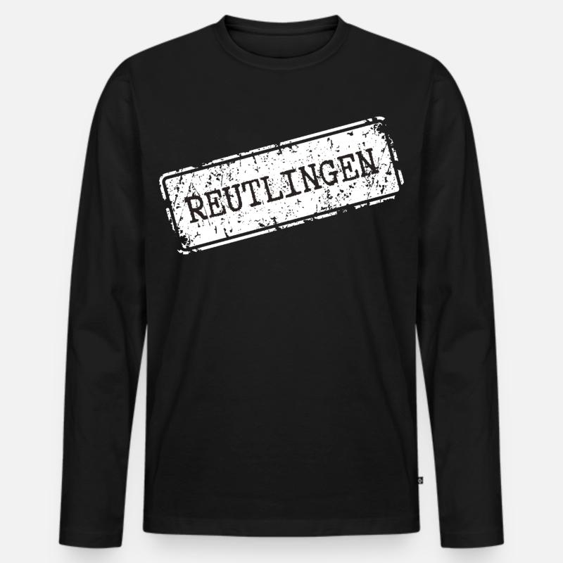 Reutlingen - Männer Premium Bio Langarmshirt - Schwarz