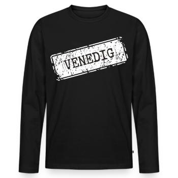 Venice - Men's Premium Organic Long Sleeve Shirt - black - Front - Nico (187cm)