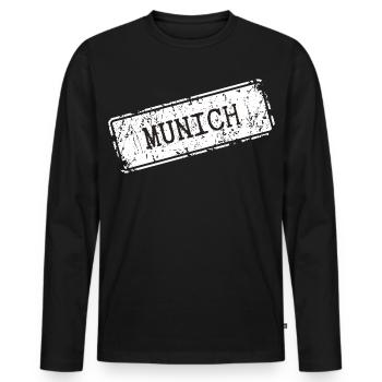 Munich - T-shirt manches longues Premium bio Homme - noir - Devant - Nico (187cm)