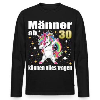 30th Birthday Funny Men's Gifts - Men's Premium Organic Long Sleeve Shirt - black - Front - Nico (187cm)