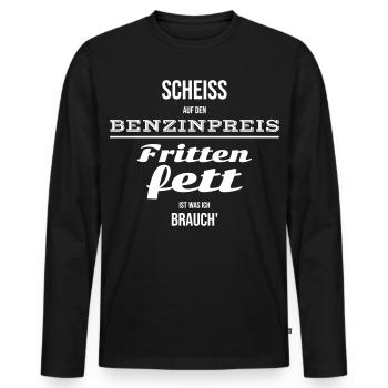 I Need Fry Fat Design Gift - Men's Premium Organic Long Sleeve Shirt - black - Front - Nico (187cm)