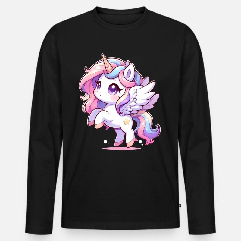 Magisches Einhorn - Männer Premium Bio Langarmshirt - Schwarz
