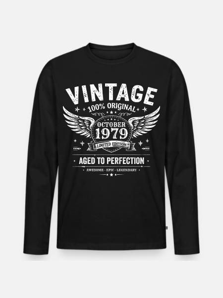 October 1979 | October 1979 Birthday Gift - Men's Premium Organic Long Sleeve Shirt - black