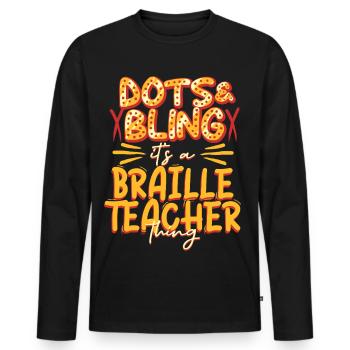 Professeur de Braille Braille Dotum - T-shirt manches longues Premium bio Homme - noir - Devant - Nico (187cm)