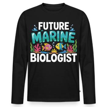 Future Marine Biologist with Fish - Men's Premium Organic Long Sleeve Shirt - black - Front - Nico (187cm)