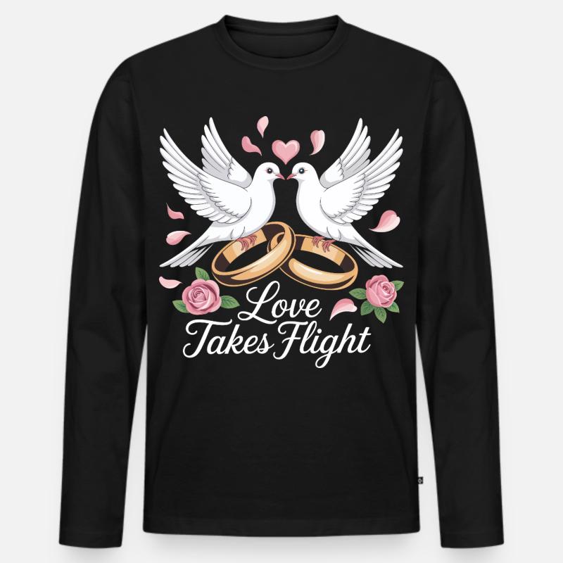 Liebe Tauben - Männer Premium Bio Langarmshirt - Schwarz