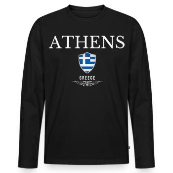 I love Athens, Athens Greece - Men's Premium Organic Long Sleeve Shirt - black - Front - Nico (187cm)