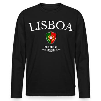 Ich liebe Lissabon, Lissabon Portugal - Männer Premium Bio Langarmshirt - Schwarz - Vorne - Nico (187cm)