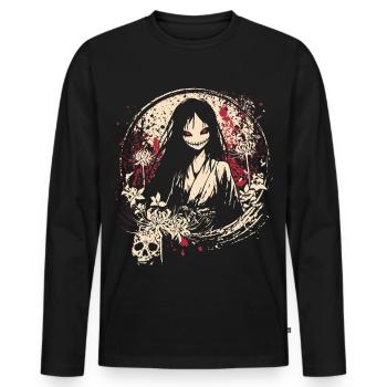Kimono de fille démoniaque de manga d'horreur - T-shirt manches longues Premium bio Homme - noir - Devant - Nico (187cm)