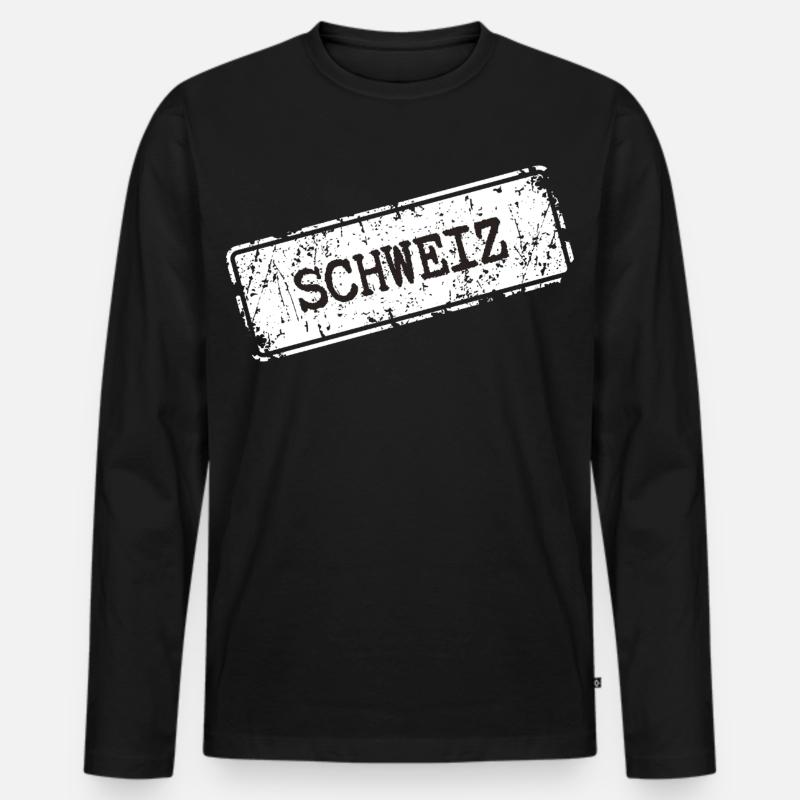 Schweiz Stempel Design - Männer Premium Bio Langarmshirt - Schwarz