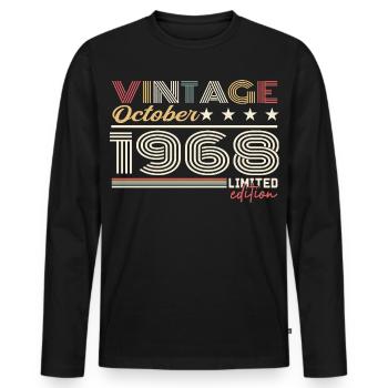October 1968 Retro Anniversary 1968 October 1968 - Men's Premium Organic Long Sleeve Shirt - black - Front - Nico (187cm)
