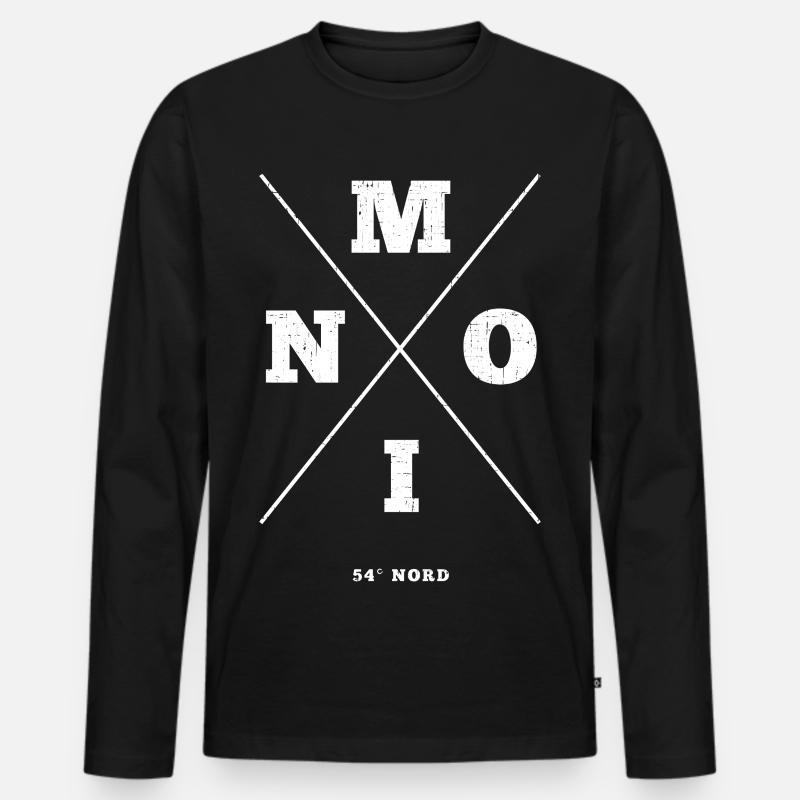 Maritimes Design mit Moin 54°Nord - Männer Premium Bio Langarmshirt - Schwarz