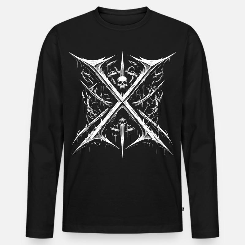 Heavy Metal - Düstere Gothic Kriegsflagge  - Männer Premium Bio Langarmshirt - Schwarz