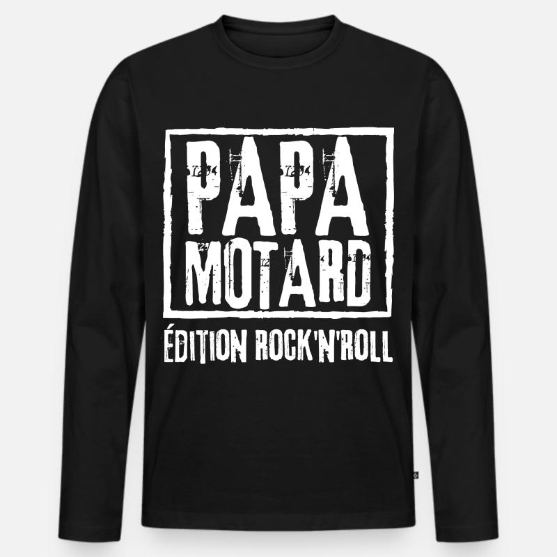 BIKER DAD Rock Edition - Männer Premium Bio Langarmshirt - Schwarz