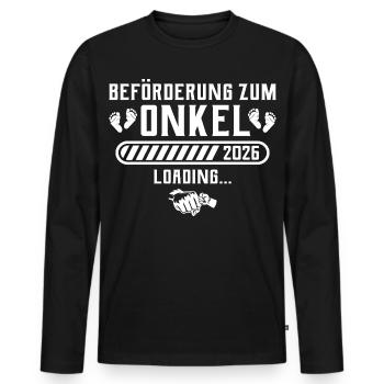Tonton 2026 annonce sa grossesse - T-shirt manches longues Premium bio Homme - noir - Devant - Nico (187cm)