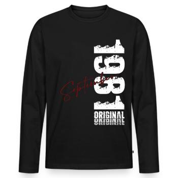 44th birthday Original September 1981 - Men's Premium Organic Long Sleeve Shirt - black - Front - Nico (187cm)