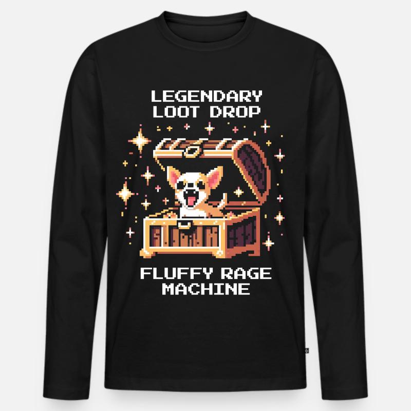 Legendärer Drop: Wut-Flausch | Chihuahua - Männer Premium Bio Langarmshirt - Schwarz