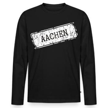 Aachen - Men's Premium Organic Long Sleeve Shirt - black - Front - Nico (187cm)