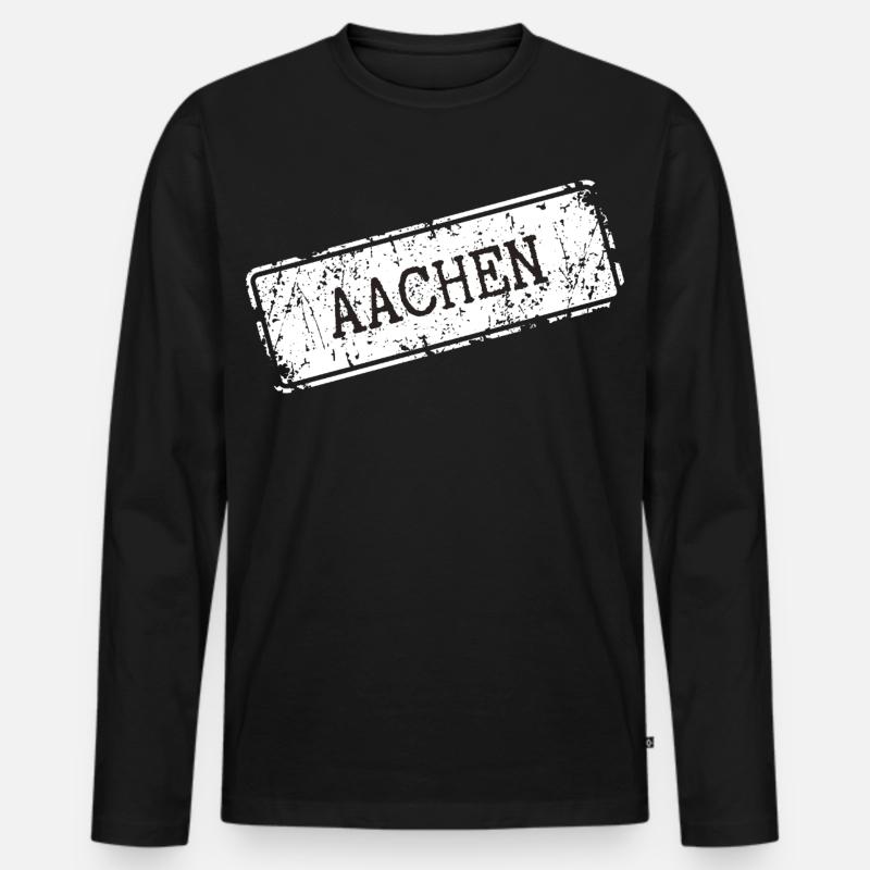 Aachen  - Männer Premium Bio Langarmshirt - Schwarz