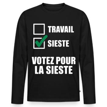 Stimmen Sie für das Humor Office Nap ab - Männer Premium Bio Langarmshirt - Schwarz - Vorne - Nico (187cm)