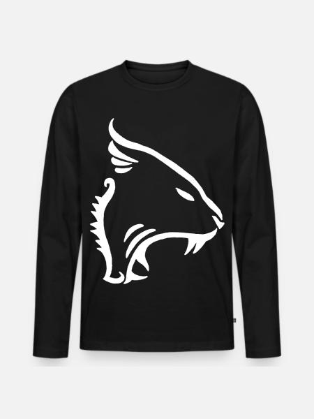 White Minimalist Lion - Men's Premium Organic Long Sleeve Shirt - black