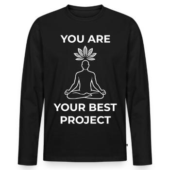 Mindfulness You Are Your Best Project - Men's Premium Organic Long Sleeve Shirt - black - Front - Nico (187cm)