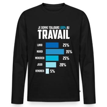 I Always Give 100% to Work Humor Office - Men's Premium Organic Long Sleeve Shirt - black - Front - Nico (187cm)