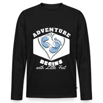Adventure Begins with Little Feet Birth Gift - Men's Premium Organic Long Sleeve Shirt - black - Front - Nico (187cm)