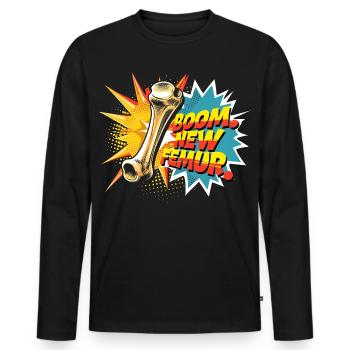 Beinbruch Gebrochener Oberschenkel - Männer Premium Bio Langarmshirt - Schwarz - Vorne - Nico (187cm)