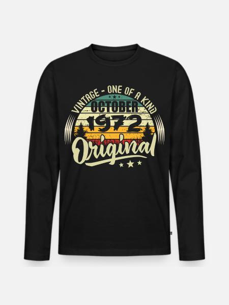 October 1972 Birthday Gift - Men's Premium Organic Long Sleeve Shirt - black