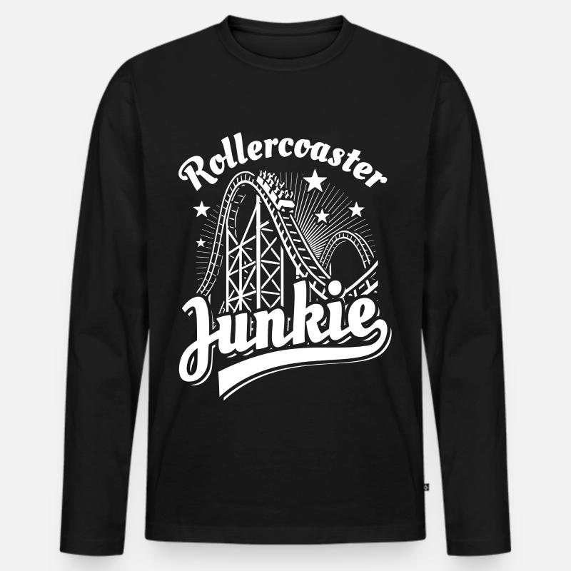 Rollercoaster Junkie - Achterbahn - Looping - Männer Premium Bio Langarmshirt - Schwarz