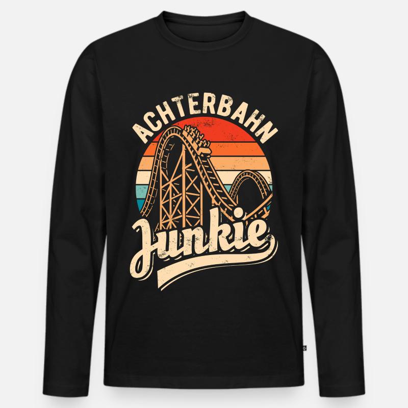 Achterbahn Junkie - Adrenalin Fan - Looping - Männer Premium Bio Langarmshirt - Schwarz