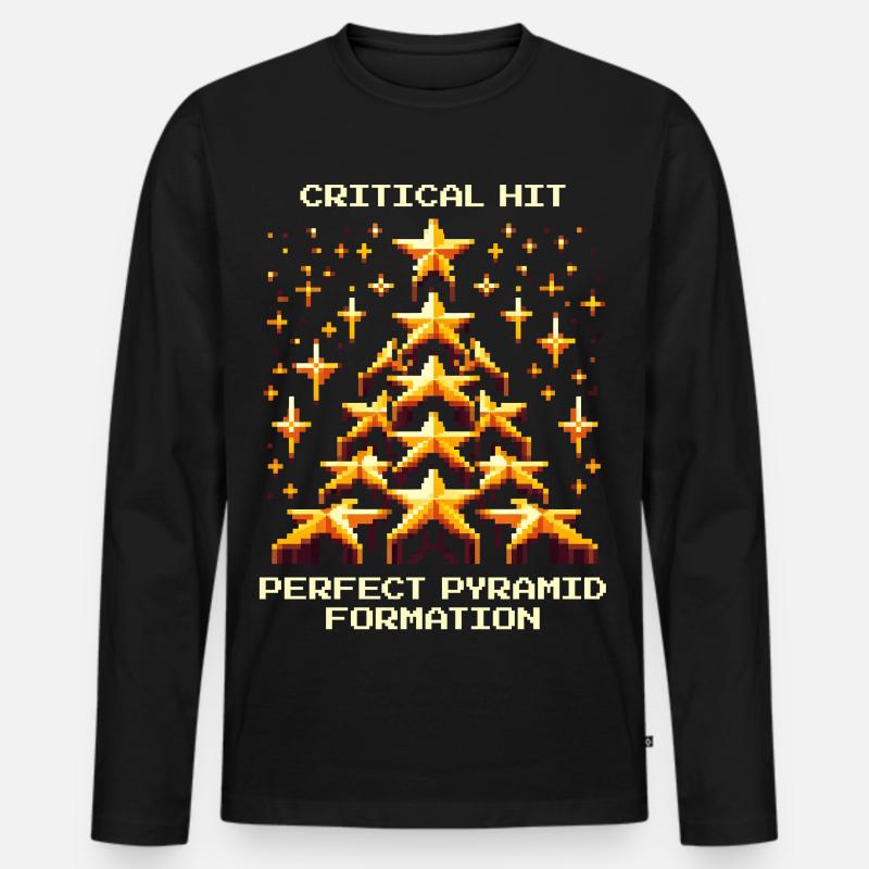 Kritischer Treffer: Top-Pyramide | Cheerleading - Männer Premium Bio Langarmshirt - Schwarz