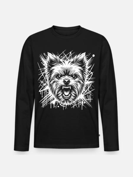 Yorkshire Terrier as Graffiti Street Art - Men's Premium Organic Long Sleeve Shirt - black