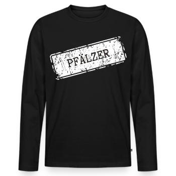 Palatinate lettering on vintage look - Men's Premium Organic Long Sleeve Shirt - black - Front - Nico (187cm)