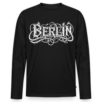 Berlin Heavy Metal Headbanger Typografie - Männer Premium Bio Langarmshirt - Schwarz - Vorne - Nico (187cm)