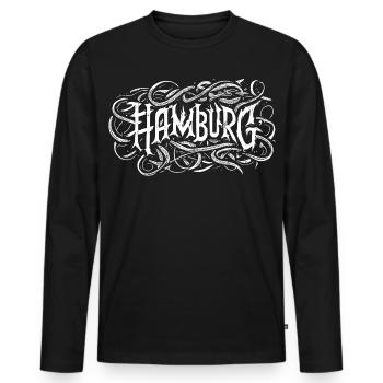 Hamburg Heavy Metal Headbanger Typografie - Männer Premium Bio Langarmshirt - Schwarz - Vorne - Nico (187cm)