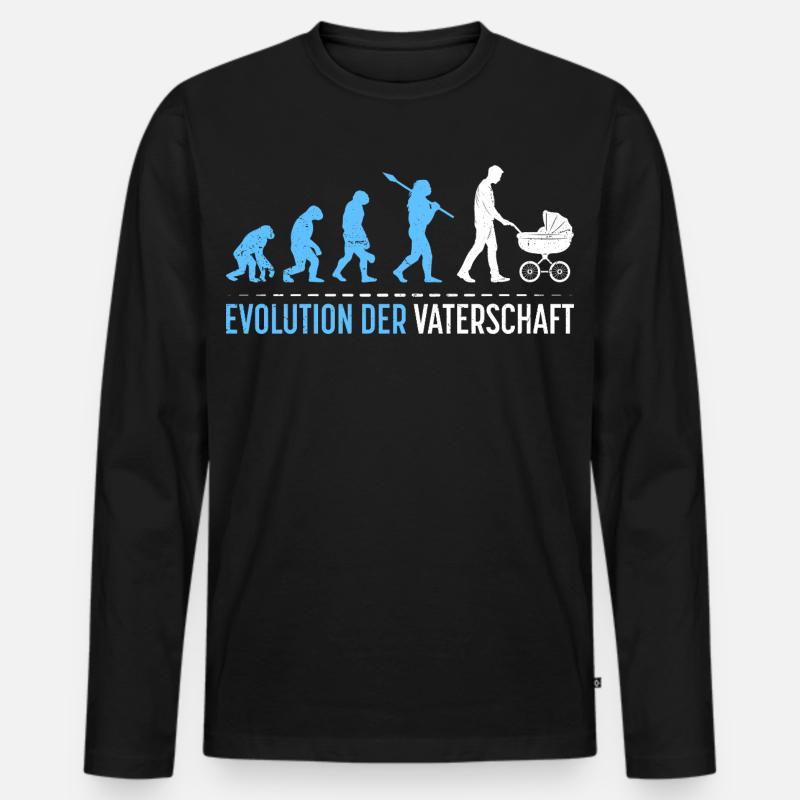 Werdender Vater EVOLUTION DER VATERSCHAFT Lustig - Männer Premium Bio Langarmshirt - Schwarz