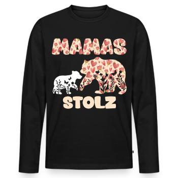 Future maman FIÈRE DE MAMAN Drôle - T-shirt manches longues Premium bio Homme - noir - Devant - Nico (187cm)