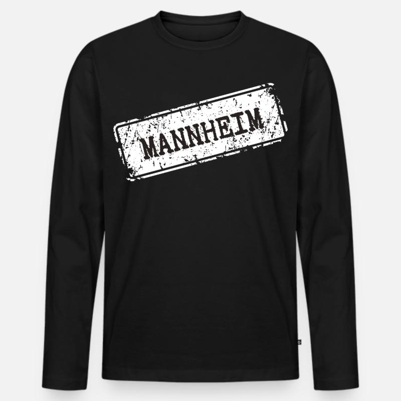 Mannheim  - Männer Premium Bio Langarmshirt - Schwarz