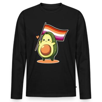Avocado Lesbian Flag Pride LGBT Queer Sapphic - Men's Premium Organic Long Sleeve Shirt - black - Front - Nico (187cm)