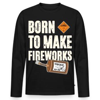 Né pour faire des feux d'artifice - T-shirt manches longues Premium bio Homme - noir - Devant - Nico (187cm)
