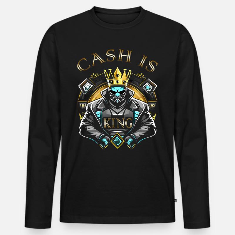 König des Bargelds Grafikdesign - Männer Premium Bio Langarmshirt - Schwarz