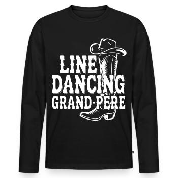 Line Dance Country Tanz Opa - Männer Premium Bio Langarmshirt - Schwarz - Vorne - Nico (187cm)