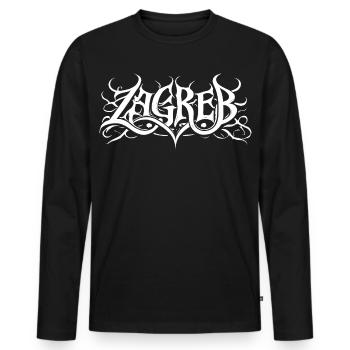 Zagreb Heavy Metal Headbanger Typografie - Männer Premium Bio Langarmshirt - Schwarz - Vorne - Nico (187cm)