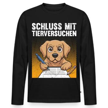 Animal welfare STOP ANIMAL TESTING FUNNY - Men's Premium Organic Long Sleeve Shirt - black - Front - Nico (187cm)