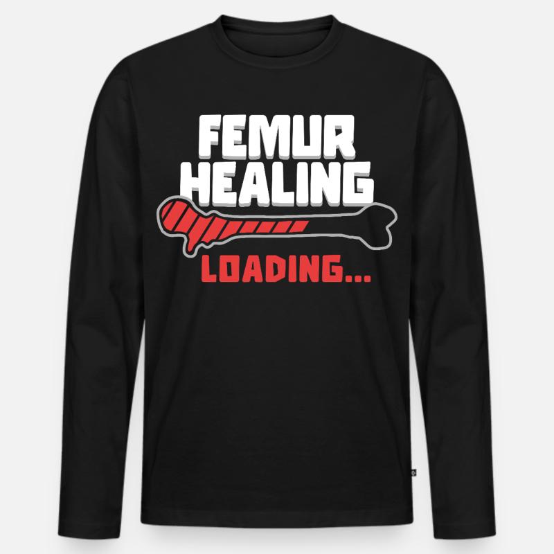 Gebrochener Oberschenkel Femur Healing Loading - Männer Premium Bio Langarmshirt - Schwarz