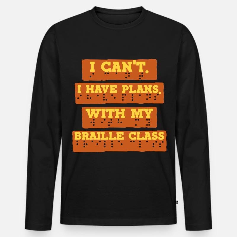 Braille Lehrer Blindenschrift Braille Class - Männer Premium Bio Langarmshirt - Schwarz