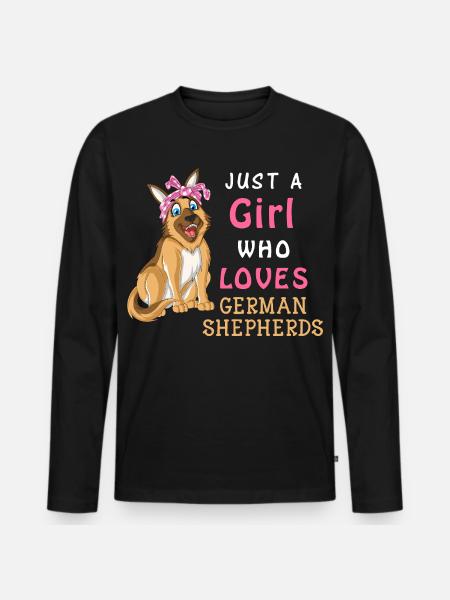 Girl Loves German Shepherd - Men's Premium Organic Long Sleeve Shirt - black