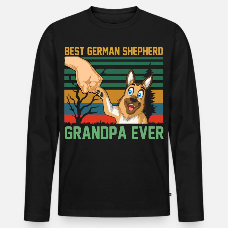 Deutscher Schäferhund Opa - Männer Premium Bio Langarmshirt - Schwarz